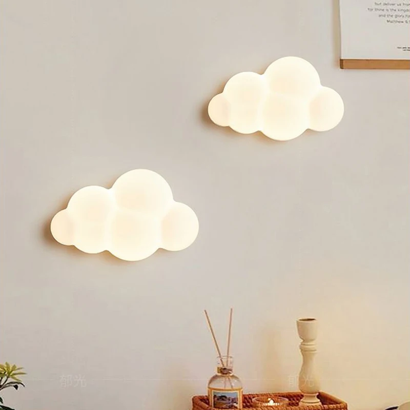 Baby Nursery Knobs - مصابيح جدارية على شكل سحابة بيضاء