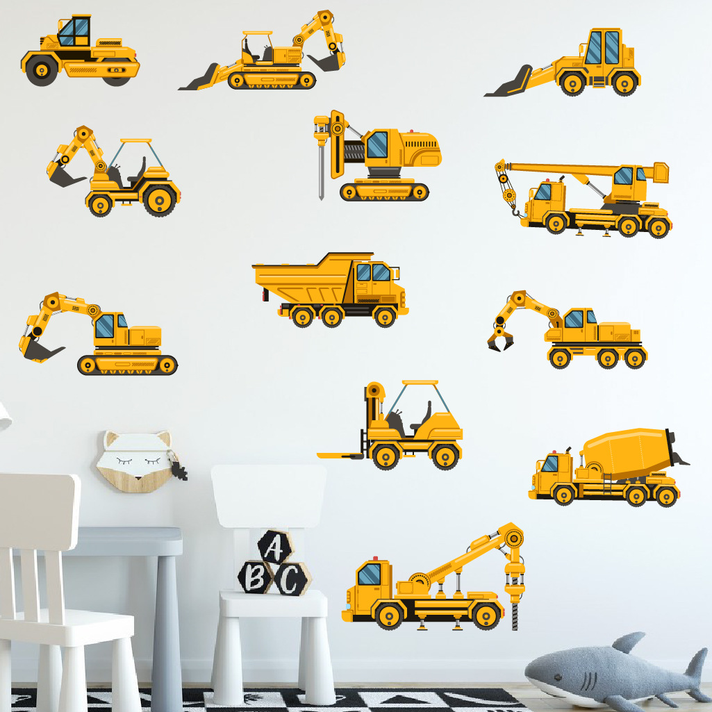 Baby Nursery Needs - الكرتون حفارة الهندسة سيارة الجدار ملصق