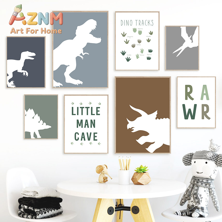 Baby Boy Nursery Quotes - لوحات فنية جدارية قماشية بتصميم الديناصورات