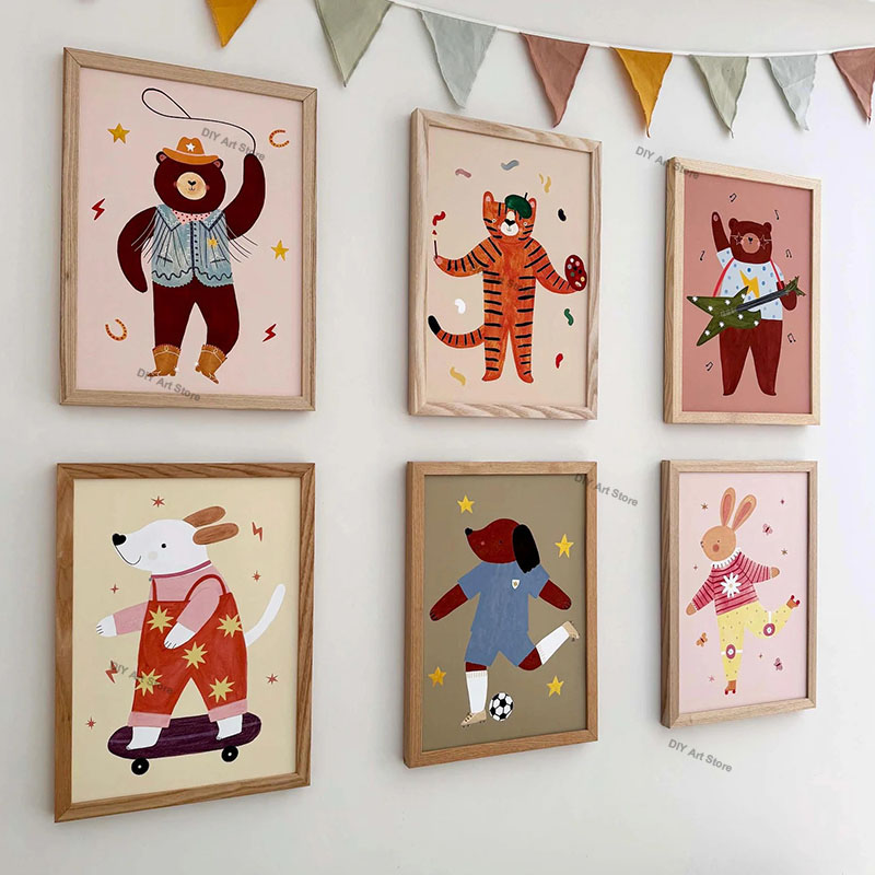 Baby Nursery Needs - لوحات فنية جدارية كرتونية مضحكة للحيوانات،