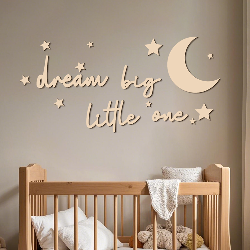 Baby Nursery Needs - ملصقات حائط خشبية من Dream Big