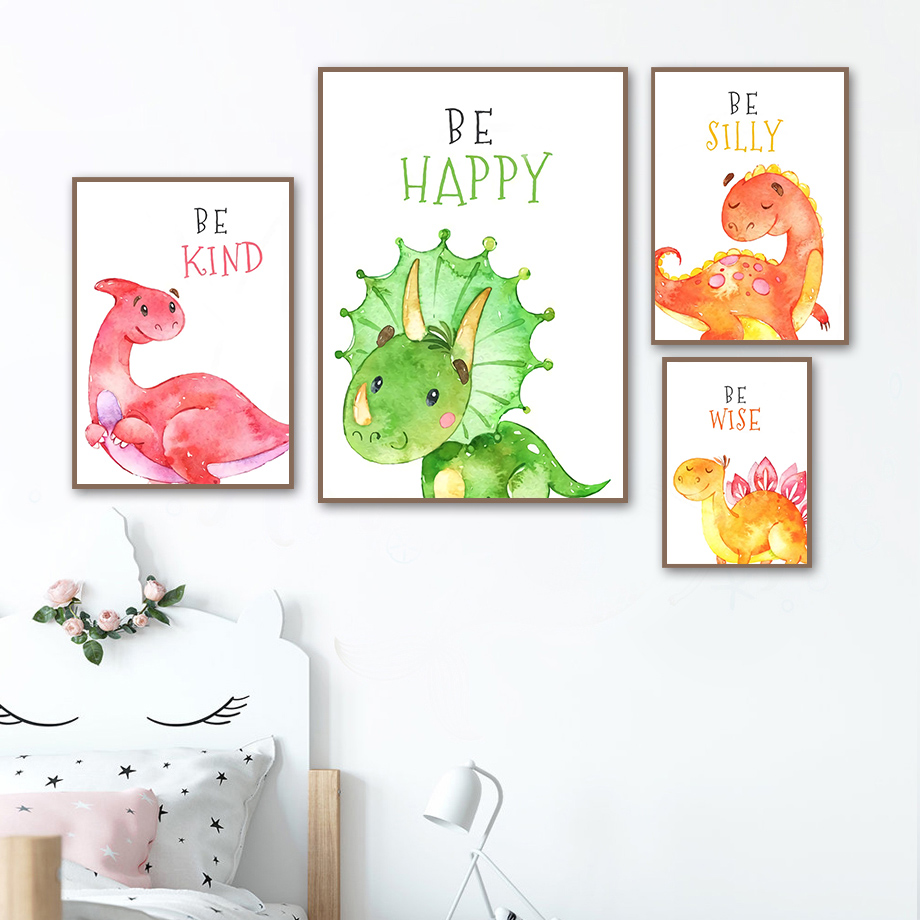 Baby Boy Nursery Quotes - الكرتون ديناصور يقتبس الرسم على لوحات