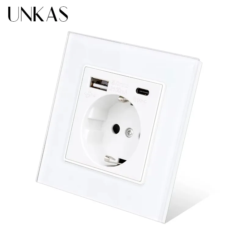 Outlet Cover Childproof - UNKAS Type-C USB لوحة من الزجاج