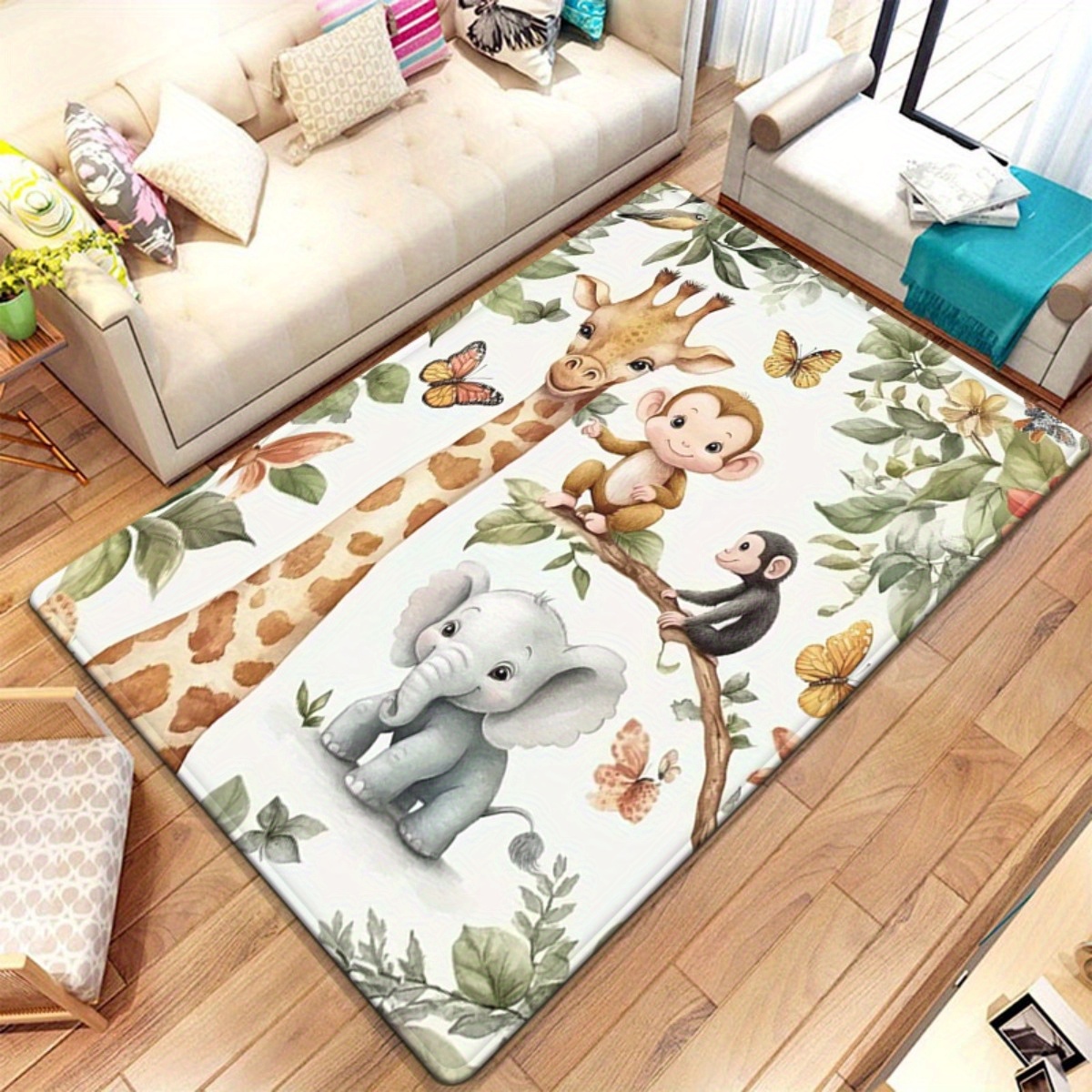 سجادة أرضية بطباعة حيوانات الغ - مراجعة Baby Nursery Jungle Rug وسعره