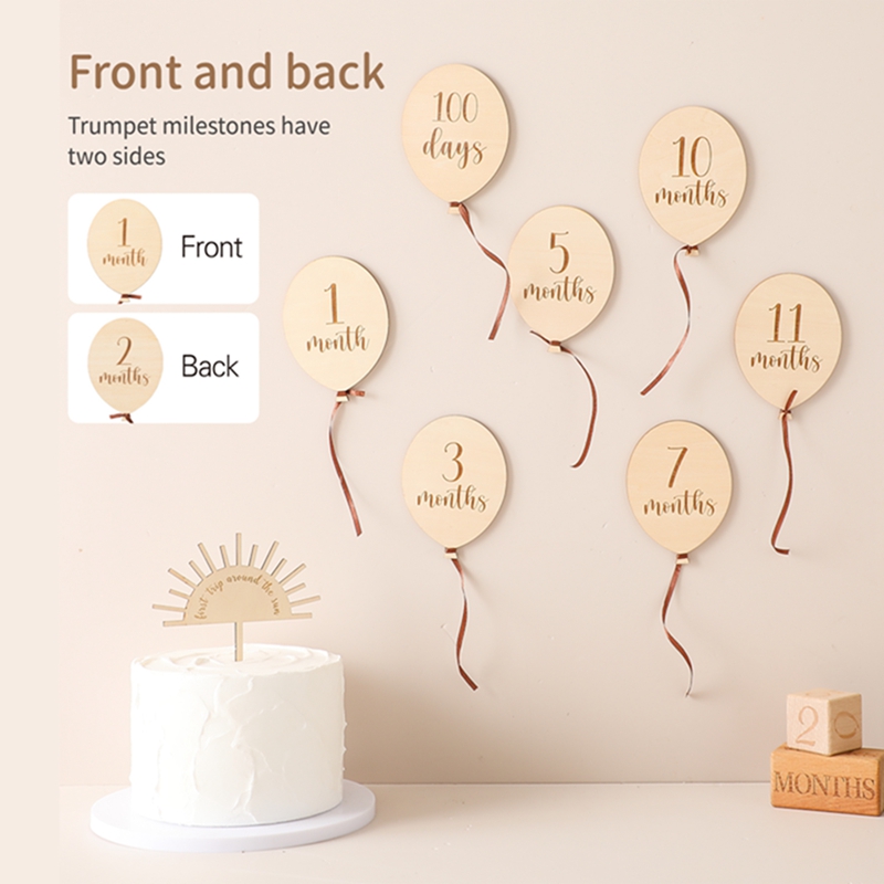 9 قطعة الطفل بالون خشبي Milest - مراجعة Milestone Card Set وسعره