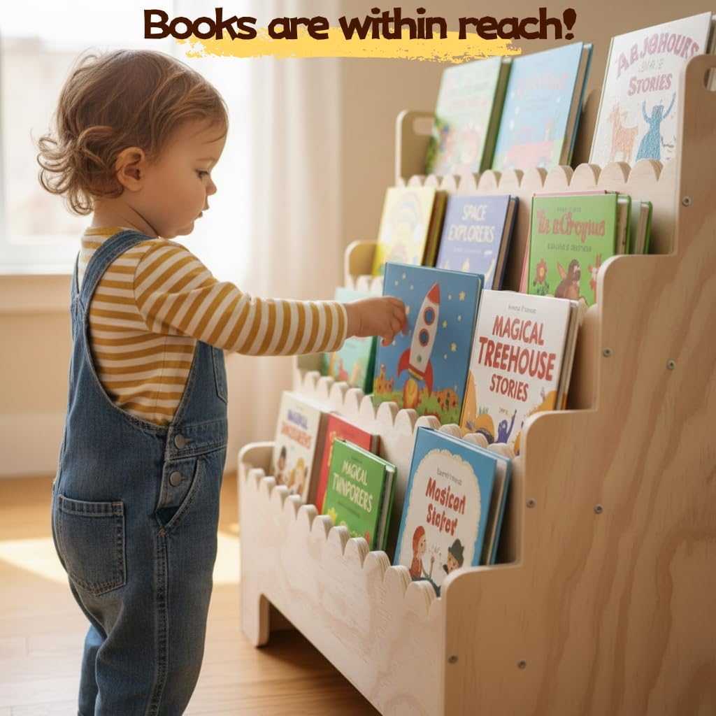 رف كتب للأطفال بأربعة مستويات، - مراجعة Baby Nursery Books وسعره