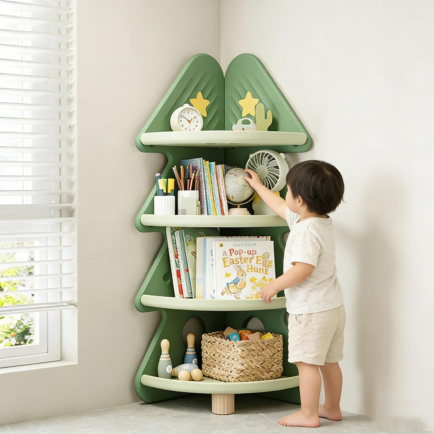 رف كتب زاوي من 4 طبقات، منظم ل - مراجعة Baby Nursery Books وسعره