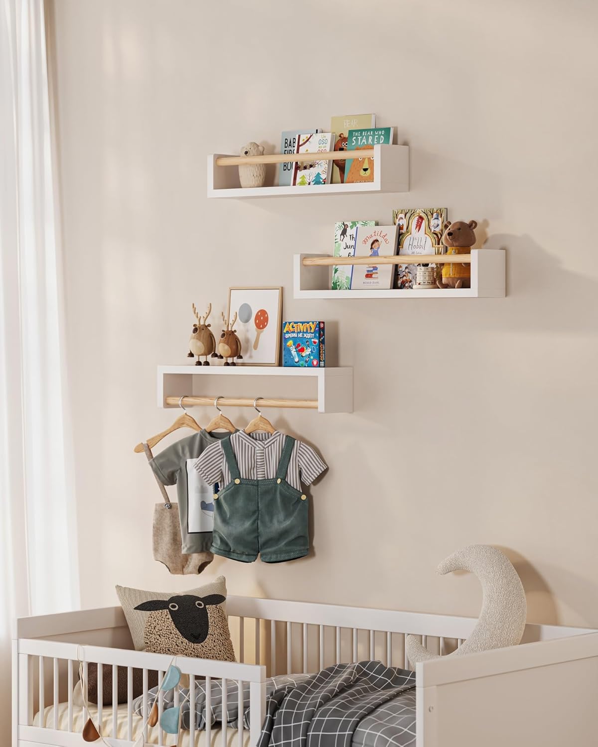 مجموعة من 3 رفوف كتب عائمة لغر - مراجعة Baby Nursery Books وسعره